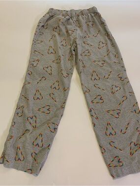 PINK Victoria's Secret Grey Pajamas with Rainbow Heart Candy Cane Print size S
